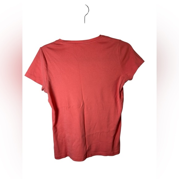 St. John’s Bay Women’s V-Neck T-Shirt Coral Pink Size Small 100% Cotton - Picture 3 of 6